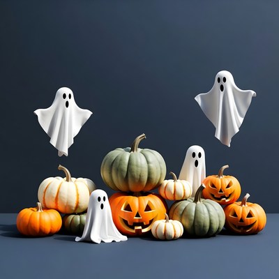 Ghosts and pumpkins for halloween fun