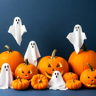 Ghosts and pumpkins for halloween fun