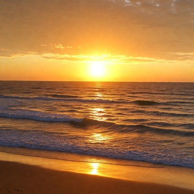 Sunset over the ocean horizon