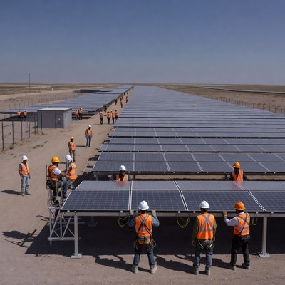 Solar panel installation in desert area