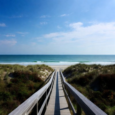 Walkway to the ocean waves