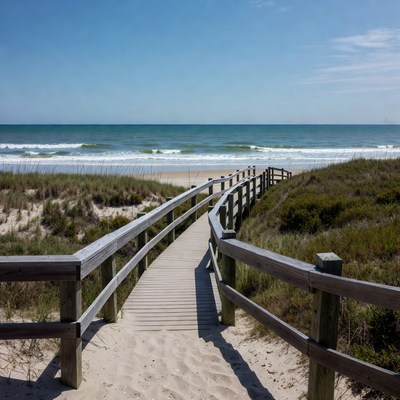 Pathway to the beach in daytime