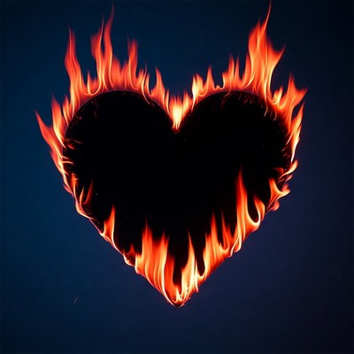 Heart shape in flames
