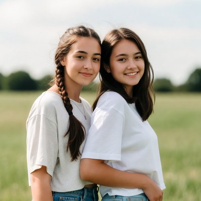 Friends standing in a field together