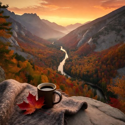 Coffee by the river at sunset