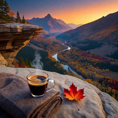 Coffee by the mountain view