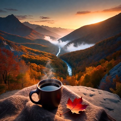 Morning coffee with mountain view