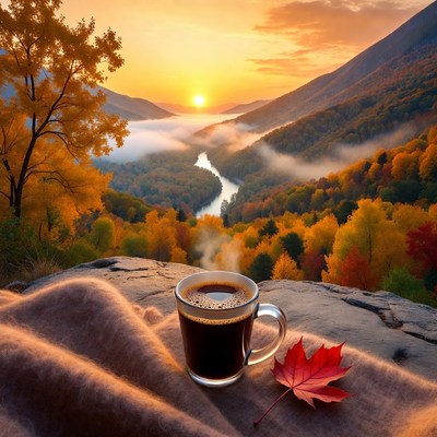 Coffee by the river during sunrise