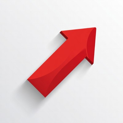 Red arrow pointing upwards on a wall