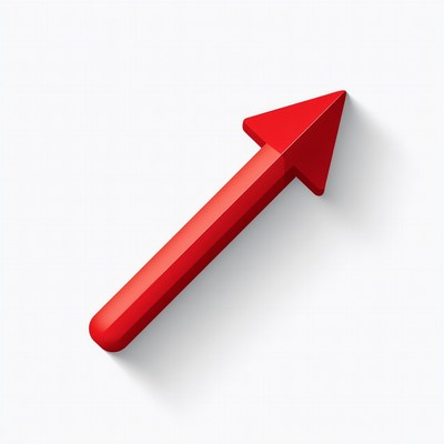 Red arrow pointing upward on a white background