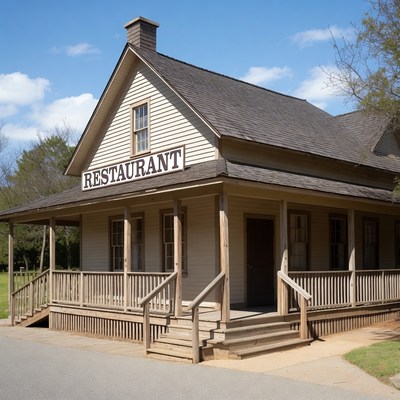 Old restaurant building in daylight