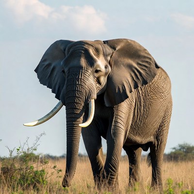 Elephant walking in the grasslands