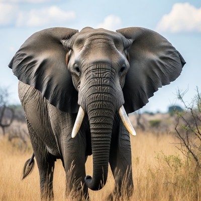 Elephant walking in the savanna