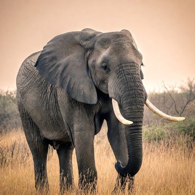 Elephant standing in tall grass