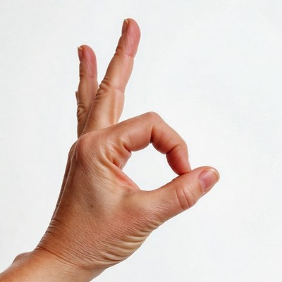 Hand gesture of approval in close-up