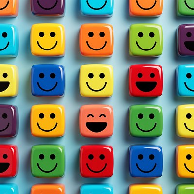 Colorful smiley faces on tiles