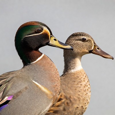 Ducks in close view by a lake