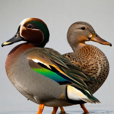 Ducks standing by the water