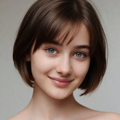 Young woman with short hair smiling