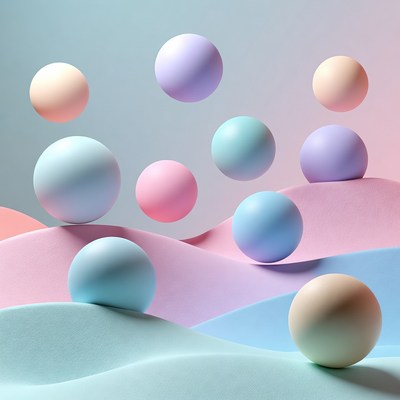 Colorful spheres on paper hills