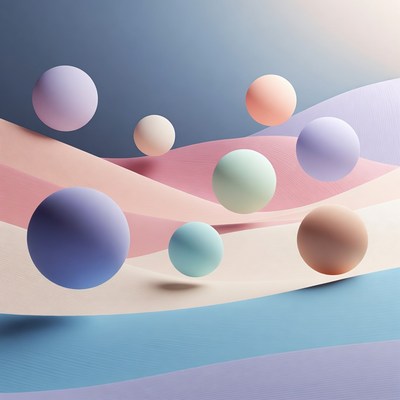 Floating spheres in soft colors