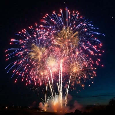 Fireworks display at night sky