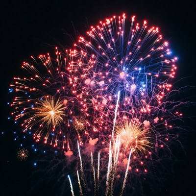 Colorful fireworks display during night sky