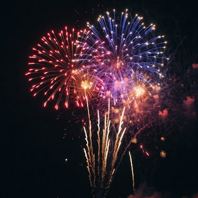 Colorful fireworks display at night