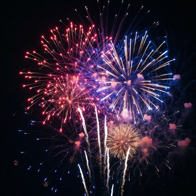 Night sky filled with fireworks during celebration