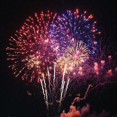 Fireworks display lights up night sky