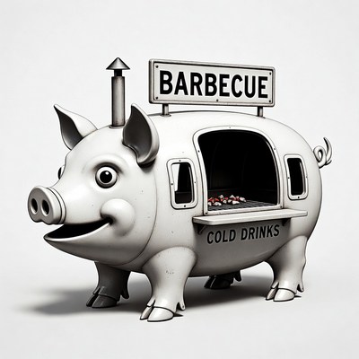 Creative barbecue stand in pig shape
