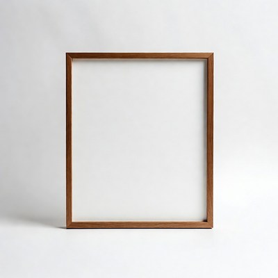 Empty wooden frame on white background