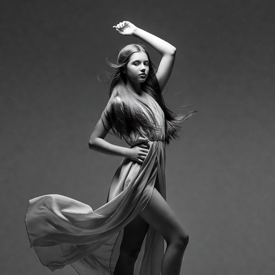 Model posing in studio light