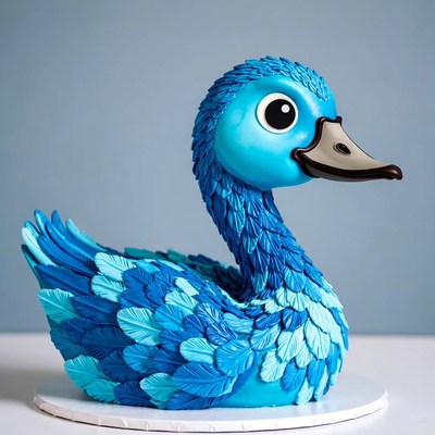 Bright blue duck cake design for celebration
