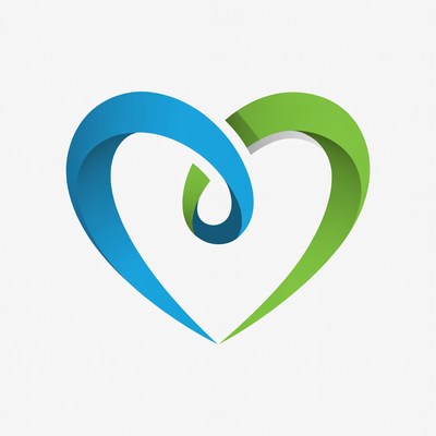 Heart shape with blue and green colors