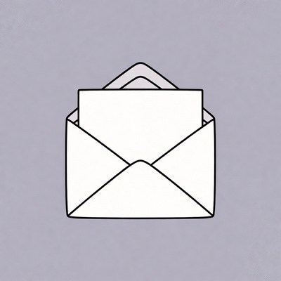 Envelope with letter on gray background