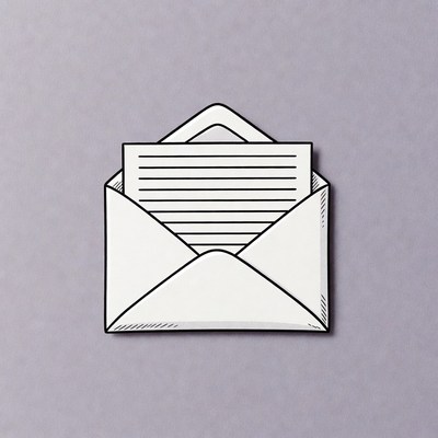 Envelope with letter inside on purple background