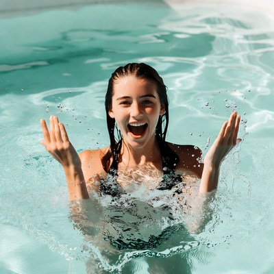 Girl enjoying water in pool
