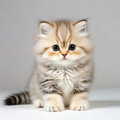 Cute kitten poses on white background