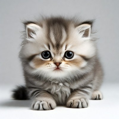 Adorable fluffy kitten with big eyes