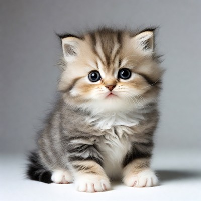 Cute kitten sitting on white background
