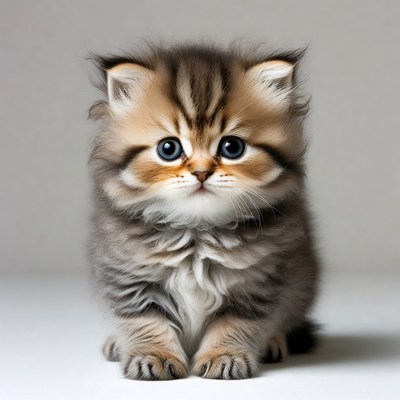 Small fluffy cat with blue eyes