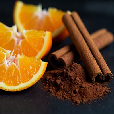 Orange slices and cinnamon sticks display