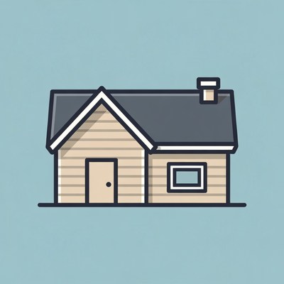 Simple house design on blue background