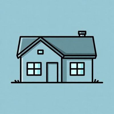 Simple house illustration on blue background