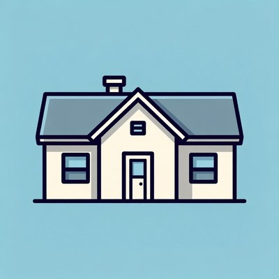 Simple house illustration on blue background
