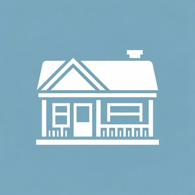 House with simple design on blue background