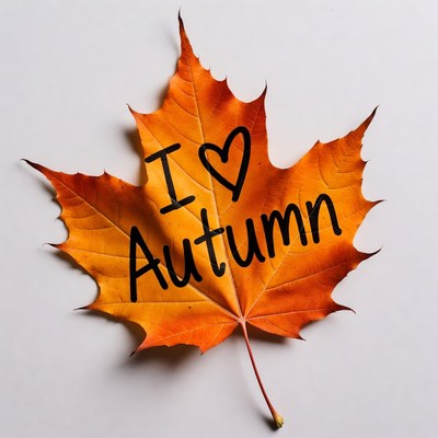 Autumn leaf with text love