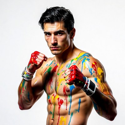 Model poses with paint on skin