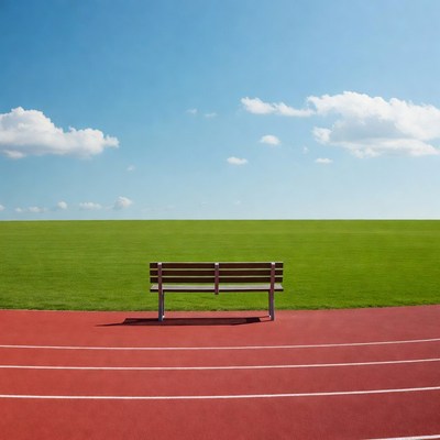 Bench on running track